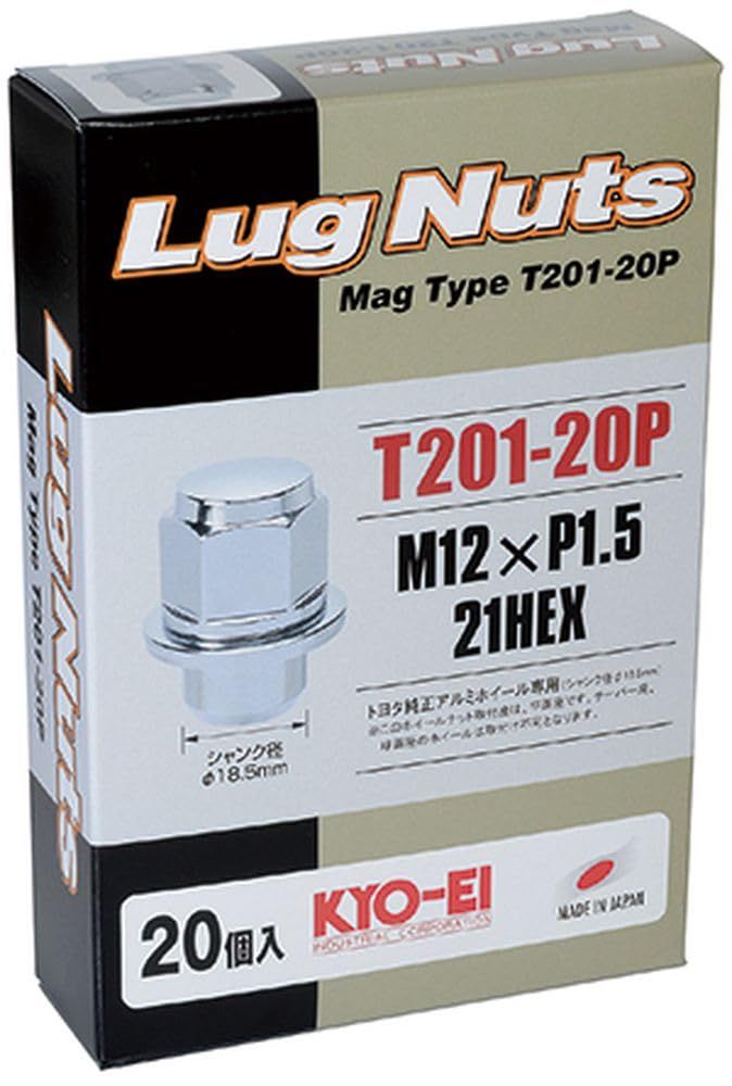 新品 KYO-EI(協永産業)トヨタ純正平座アルミホイール専用マグタイプナット 21HEX M12×P1.5 クロームメッキ 20個入り T201-20P