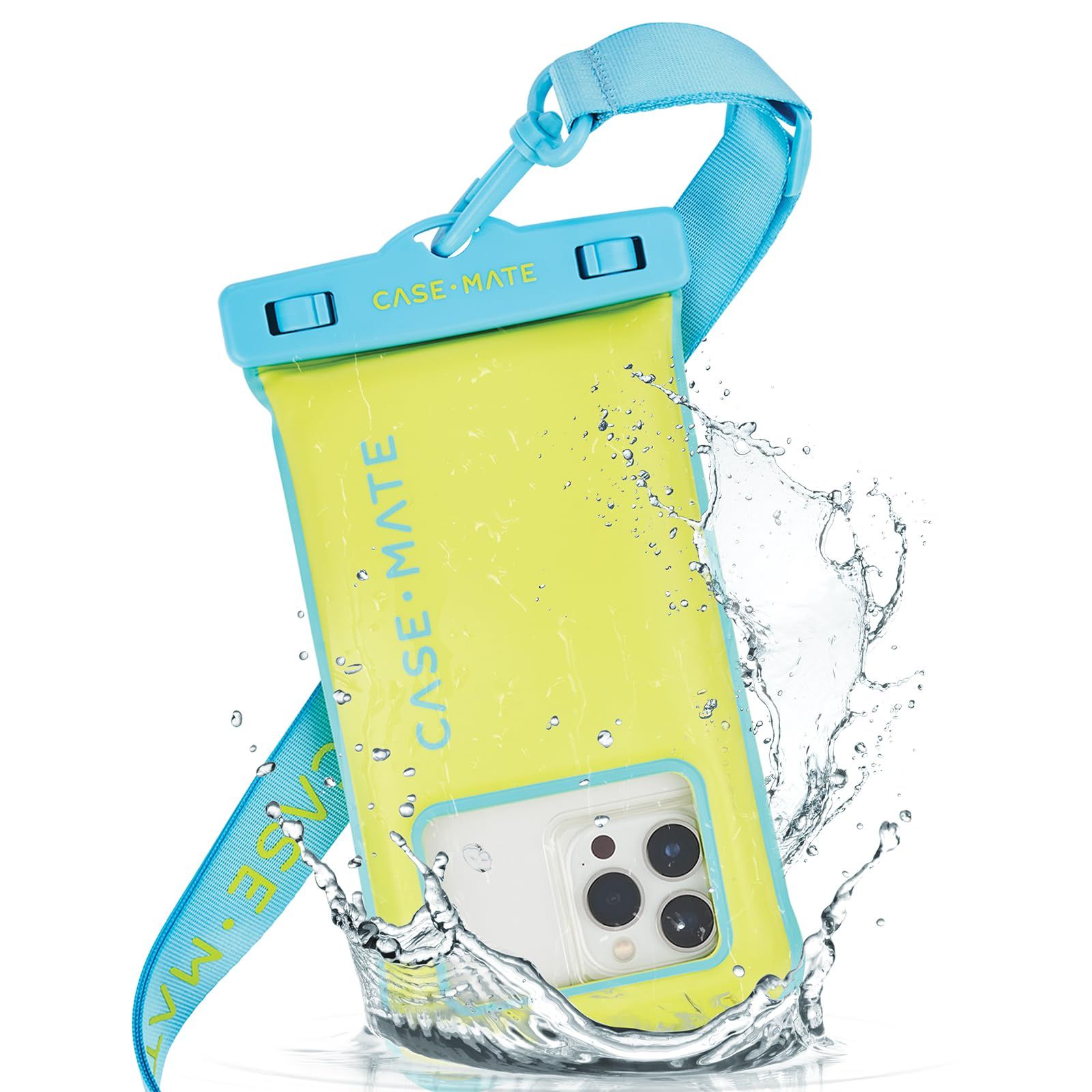 新品 【Case-Mate】 IP68 (防塵防水規格最高等級) スマホ 防水ポーチ 防水ケース 1個 〔最大 6.7 インチ スマートフォン対応〕 ブルー Waterproof Floating Pouch - Lime/Blue - Citrus Spla