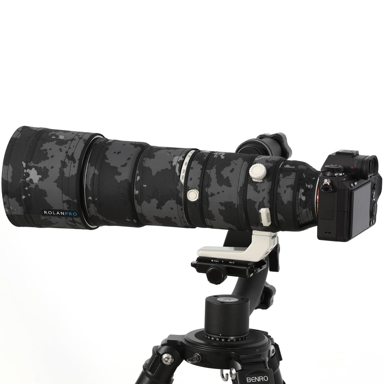 新品 Rolanpro レンズコート ソニー FE 200-600mm F5.6-6.3 G OSS対応 専用レンズ炮衣 レンズ保護カバー防水・防傷・滑り止め/三脚座環独立操作AF ボタン操作感維持遮光罩反転装着可防水-#18ダーク迷彩