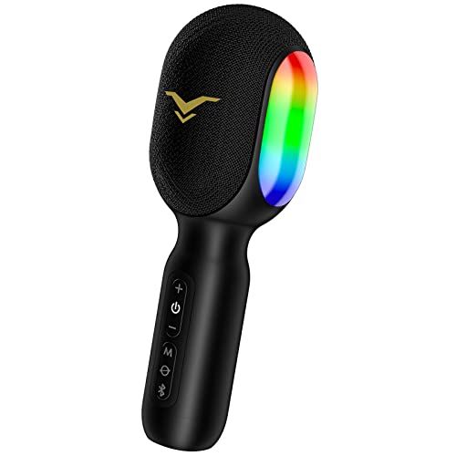 カラオケマイク Bluetooth ワイヤレスマイク 家庭用 ボーカル消去 デュエット対応 LEDライト付き 録音・伴奏・音楽再生 FM送信 車でカラオケ簡単 充電式 iPhone Android対応 自宅 おうちカラオケ パーティー ボイス 3bf7d9f6