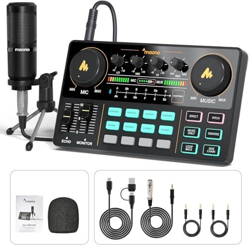 MAONO オーディオインターフェース オーディオミキサー Mixer ポータブル ポッドキャストステレオミキサー pa & ステージ機器用 ミキサー マルチエフェクタープロセッサー コンパクト 配信機材 Android/ios/Window 1720e846