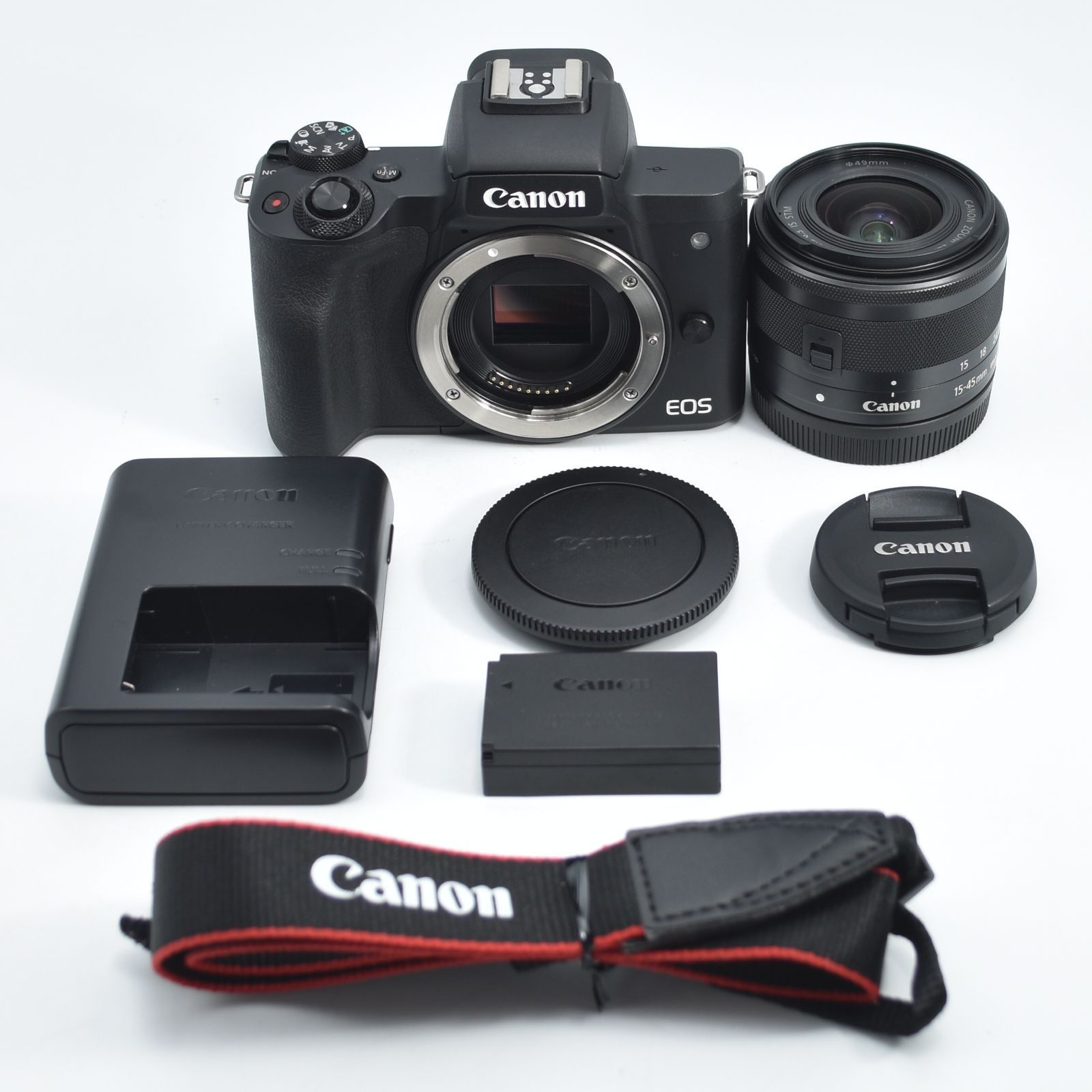 B#12309 T Canon ミラーレス一眼カメラ EOS Kiss M 標準ズームキット ブラック EOSKISSMBK-1545ISSTMLK 44,720円