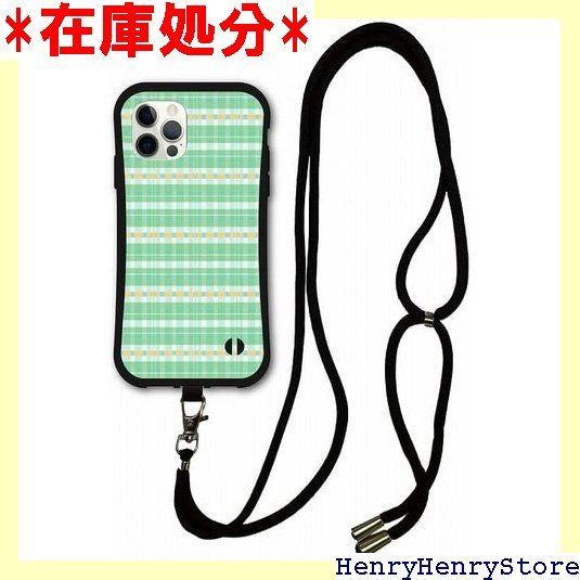 スマホショルダー付 iPhone15 ケース スマホケース i-coronケース アイフォン15互換品カバー 耐衝撃 保護 TPUケース スマホカバー チェック柄 グリーン かわいい 1269