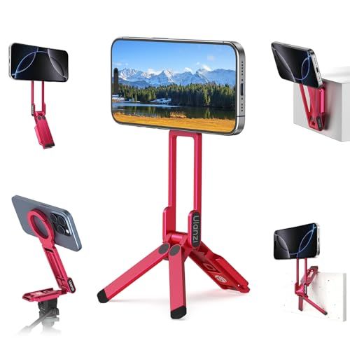 Ulanzi MA38 スマホ三脚 ミニ三脚 magsafeに対応 自撮り棒 スマホスタンド 携帯スタンド 折りたたみ式 磁気マグネット式付き フック付き 多機能360度回転 1/4ネジ穴付き Arca対応 アルミ製 持ち運び便利 安定 軽量 bd548109