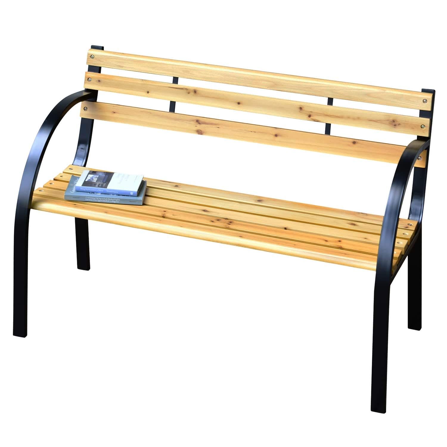 ガーデンマスター(Gardenmaster) ガーデンベンチ 幅112×奥行58×高さ75cm スチール 天然木 お庭 ベランダ テラス バルコニー 休憩所 LC-D08C(沖縄・離島の方発送不可）) 819fd11b