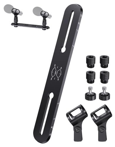 Stereo Bar ステレオアレイスペーシングマイクマウント STEREOBAR XY/ORTF録音用ステレオマイクバー、調整可能なダブルマイクステレオアレイ間隔、目盛り付きアダプター付属マイクマウント、ユニバーサル3/8インチ、5/8イン e85e7155