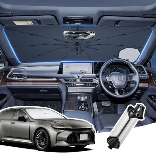 2026新設計 トヨタ クラウンスポーツ 35系 専用 傘型サンシェード フロント 遮光断熱 UVカット クラウン スポーツ 車用サンシェード 完全遮光 吸盤固定補助 内装保護 取付簡単 暑さ対策 車中泊 クラウンクロスオーバー カスタム 内 9b6bdb79