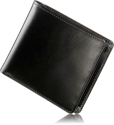 [LEAGOO] 財布 メンズ 2つ折り 【所ジョージの世田谷ベース掲載】 本革 二つ折り イタリアンレザー ギフトBOX入り (ブラック)ma 5a9d48d8