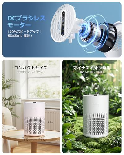 【2026年進級版】Purivortex 空気清浄機 小型 20畳 集じん 強力 消臭 ペット 空気清浄器 ほこり 花粉 異臭 PM2.5 卓上 2重除菌 ミニ脱臭機 くうきせいじょう 除菌 ウイルス除去 ハウスダスト カビ取り PX500 c9bf1596