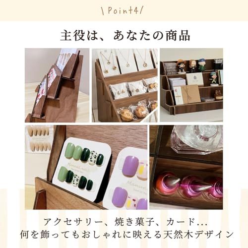 IMPACTオンライン ひな壇 マルシェ 什器 ディスプレイ 台 木製 卓上 棚 アクセサリースタンド (ブラウン, 3段ロング)as 94d60683 IMPACTオンライン ひな壇 マルシェ 什器 ディスプレイ 台 木製 卓上 棚 アクセサリースタンド (ブラウン, 3段ロング)as 94d60683