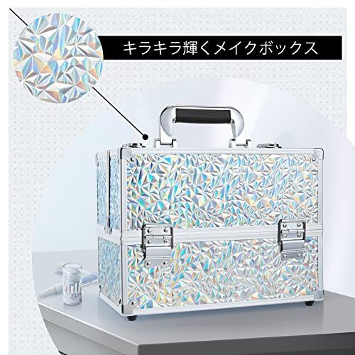 Hapilife メイクボックス 大容量 プロ仕様 コスメボックス 6段トレイ 化粧箱 化粧ボックス コスメ収納 メイク道具 化粧品収納ボックス 鍵付き (ブルー)as d442f984