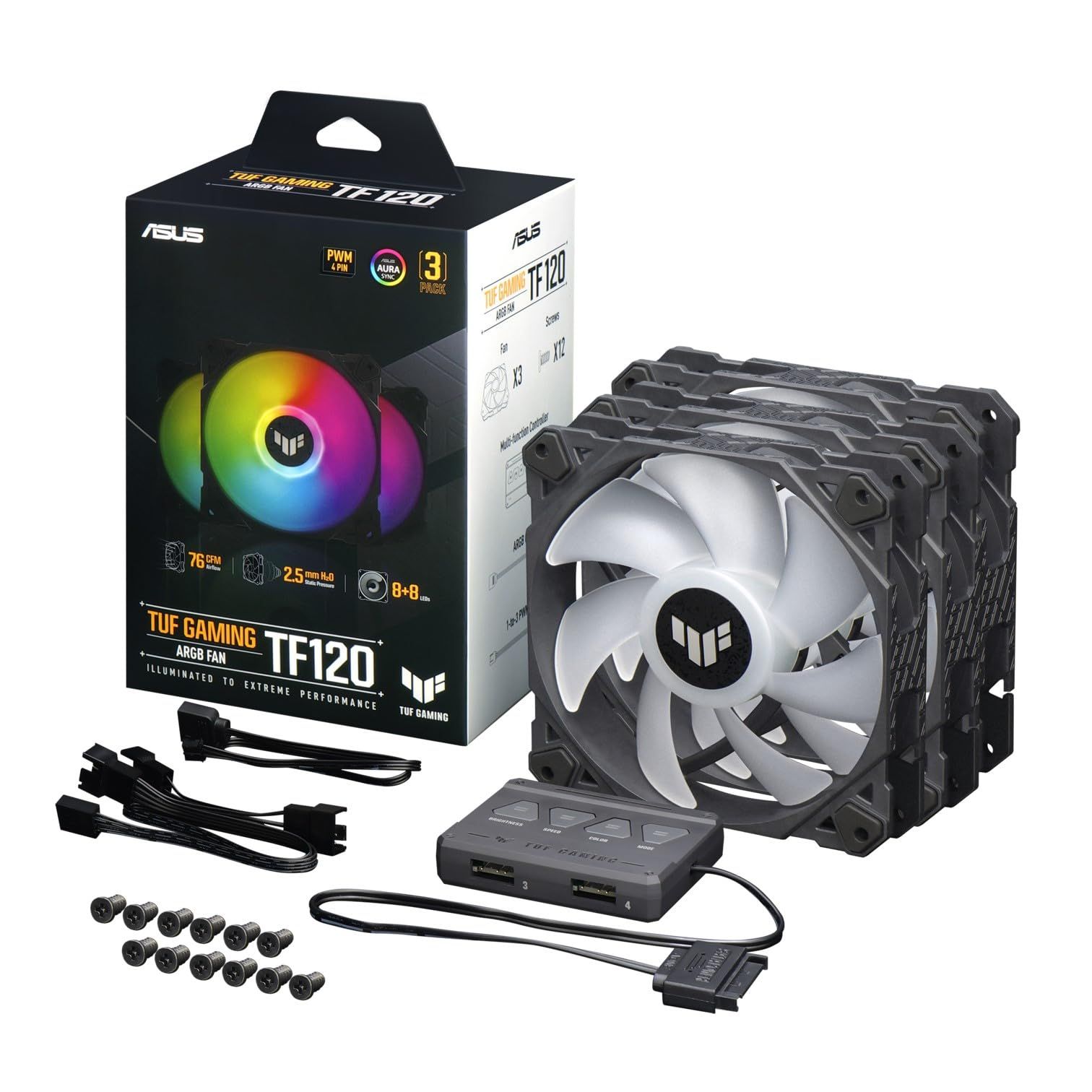 新品 ASUS ケースファン 120mm 3個パック Aura Sync TUF GAMING TF120 BLACK ARGB 3IN1 黒 国内正規代理店品