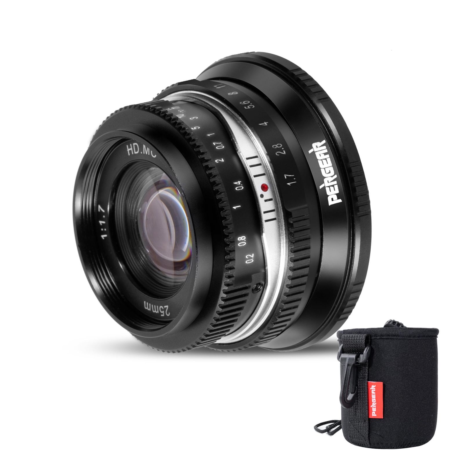 新品 Pergear 25mm F1.7 交換レンズ 大口径 マニュアル APS-C 小型 軽量 カメラレンズ 日常撮影 ポートレート ストリート写真 風景撮影に最適 (黒 Fuji Xマウント)