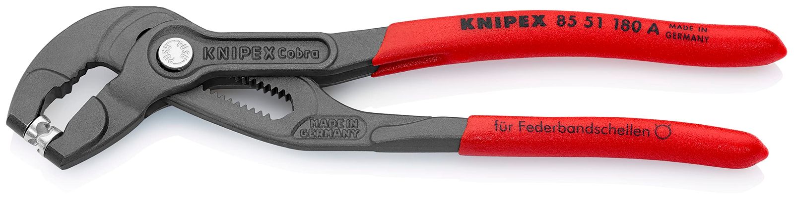 新品 クニペックス KNIPEX スプリングホースクリッププライヤー プラスチックコーティングハンドル 8551-180A-TJ