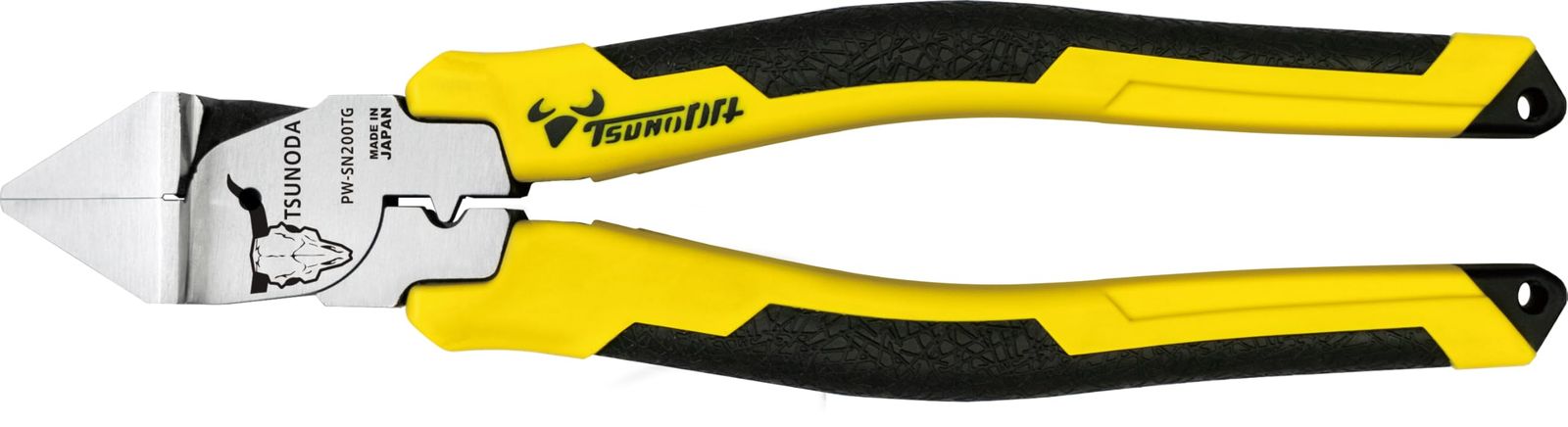 新品 ツノダ(TSUNODA) 電工パワー 強力斜めニッパー 200mm ケーブル･ステンレス線カット 簡易圧着 ステップル外し PW-SN200TG