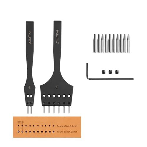 WUTA 取り外し可能な 丸目打ち レザーホールパンチ レザークラフト 穴あけ 工具 セット レースステッチ ラウンドホールパンチ ヨーロッパ目打ち 第2世代 4mm-(2+6)送料無料