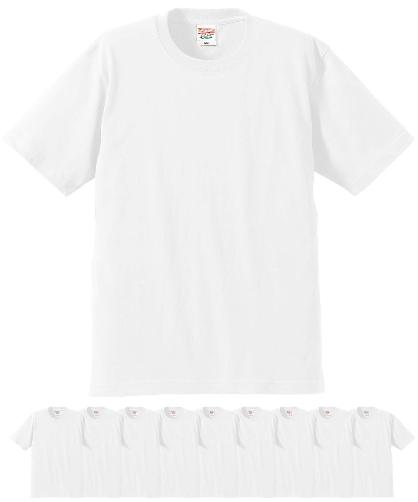 新品 [ユナイテッドアスレ] 5942-01 6.2オンス プレミアム Tシャツ 10枚セット メンズ(ホワイトL)