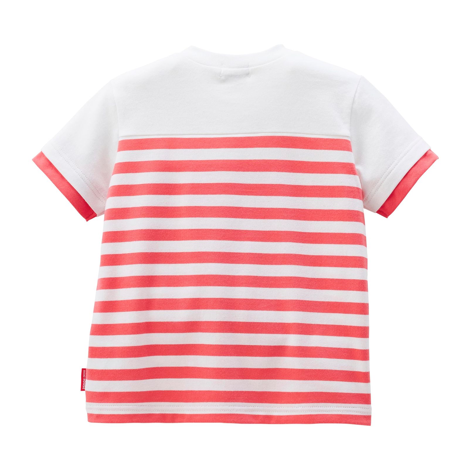 新品 [ミキハウス] 半袖Ｔシャツ ボーダー ロゴ シンプル 日本製 男の子 女の子 ベビー キッズ 子供服 通園 通学 10-5251-680 90cm コーラルピンク