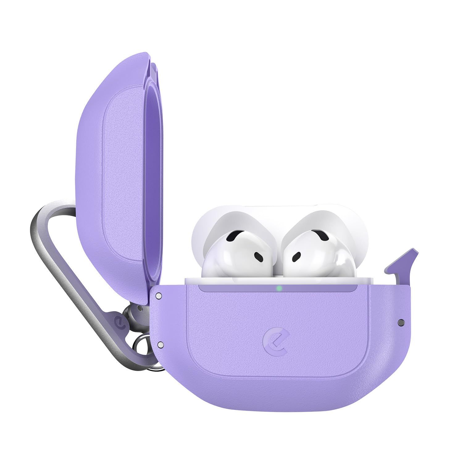 新品 Keybudz AirPods4 Element 防水ケース AirPods 第4世代 [ IP68防水 米軍MIL規格 耐衝撃 二重構造 蓋ロック設計 イヤホン脱落防止 カラビナ付き 落下防止 環境にやさしい素材 ] エアポッツ4 ワイルドラベンダー