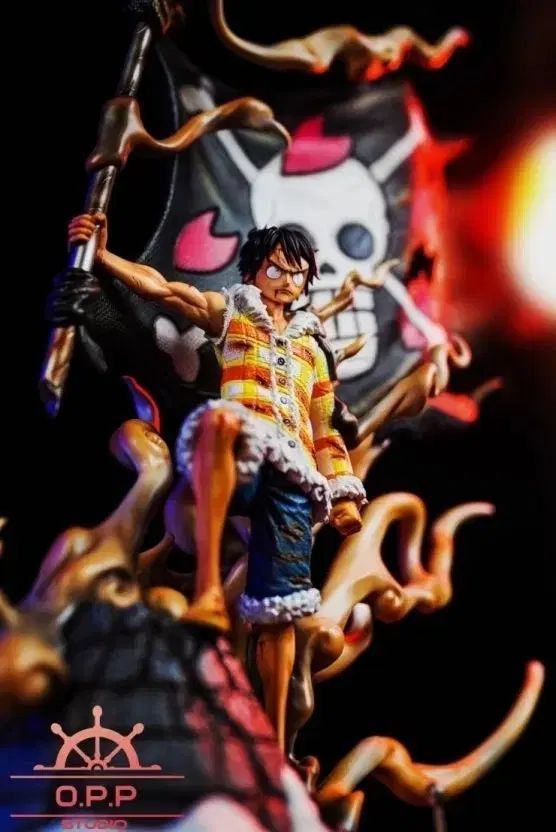 ONE PIECE レジン 開封良品 naga フラッグ モンキー・D・ルフィ(ルフィ) ドラム王国 名場面 出品
