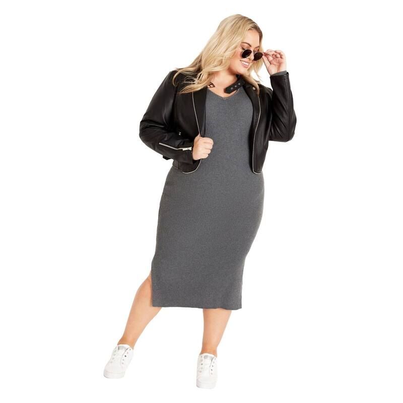 アベニュー レディース トップス ワンピース プラスサイズ セーター Avenue Womens Plusize Rae Sweater Dress Charcoal チャコール