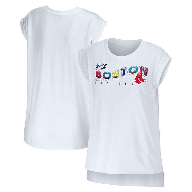 ウェア バイ エリン アンドルーズ レディース トップス Tシャツ Womens WEAR by Erin Andrews White Boston Red Sox Greetings From TShirt Rsx White ホワイト