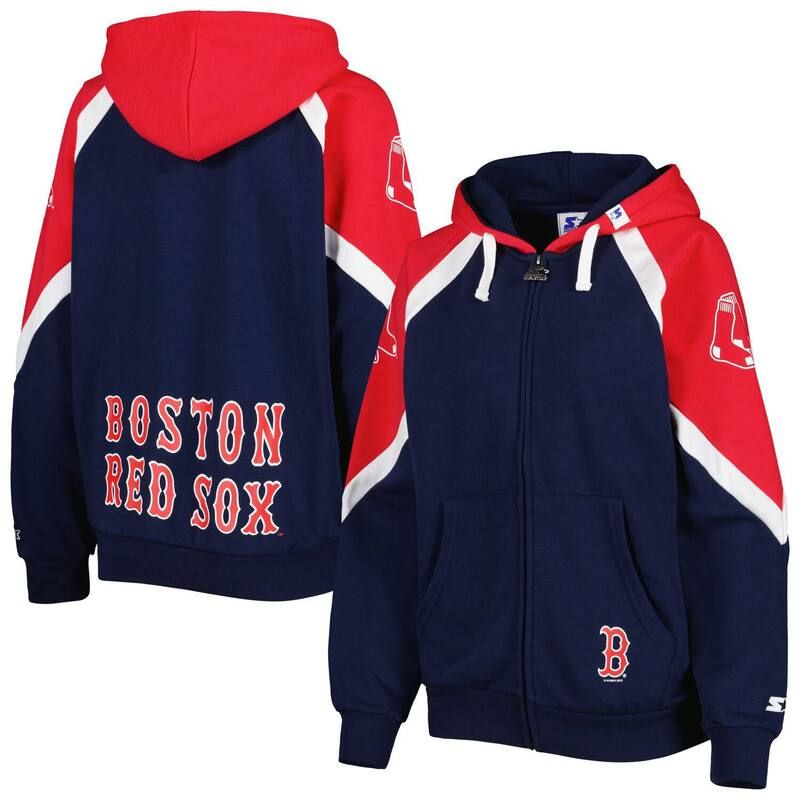 スターター レディース アウター ジャケット・ブルゾン パーカー Womenstarter NavyRed Boston Red Sox Hail Mary FullZip Hoodie Rsx Navy ネイビー