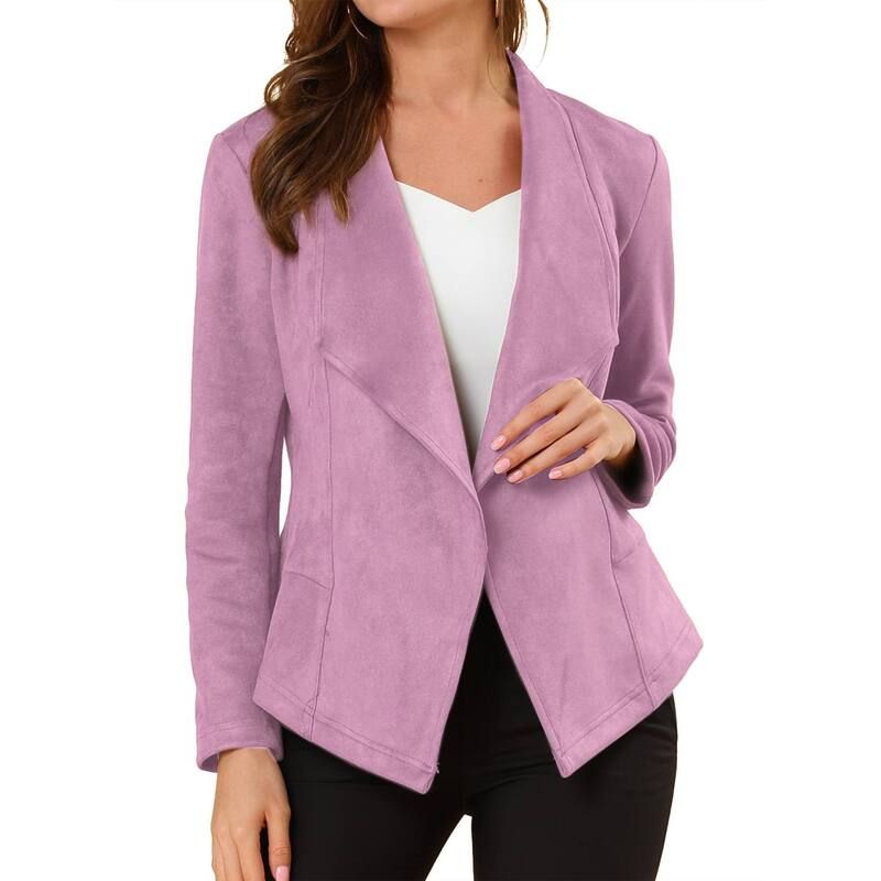 アレグラ ケー レディース アウター ジャケット・ブルゾン ドレープ スエード カーディガン ALLEGRA K Womens Faux Suede Drape Collar Long Sleeves Open Front Cardigan Light Pur