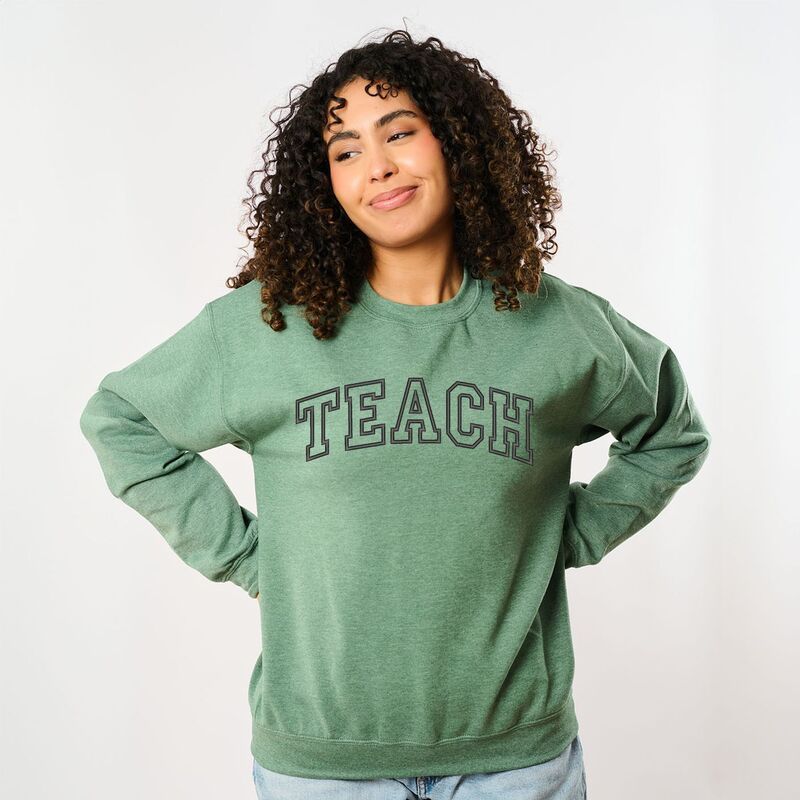 Simply Sage Market レディース トップス Tシャツ スウェット 刺繍 Simply Sage Market Embroidered Teach Sweatshirt Heather Green ヘザー