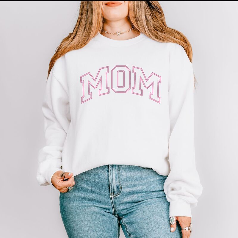 Simply Sage Market レディース トップス Tシャツ スウェット 刺繍 Simply Sage Market Embroidered Mom Varsity Outline Sweatshirt White ホワイト