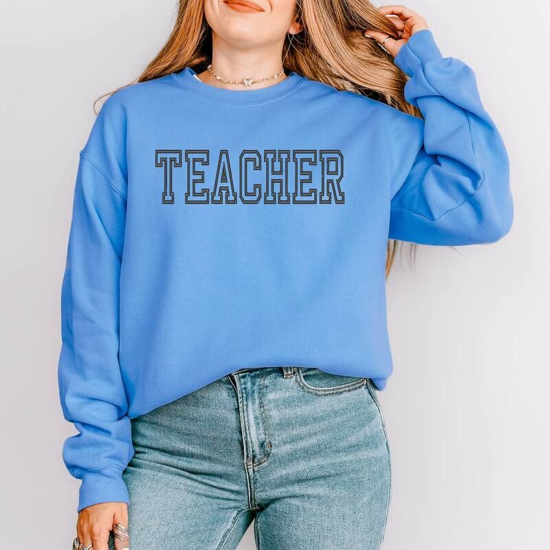 Simply Sage Market レディース トップス Tシャツ スウェット 刺繍 Simply Sage Market Embroidered Teacher Outline Sweatshirt Carolina セージ