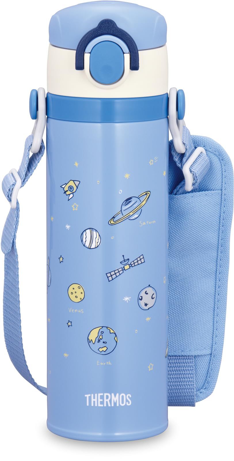 新品 サーモス 水筒 真空断熱キッズケータイマグ 500ml サックスブルー 取りはずしできるストラップ 肩に優しいショルダーパット付き 子供用 通園通学 JOI-501 SAX