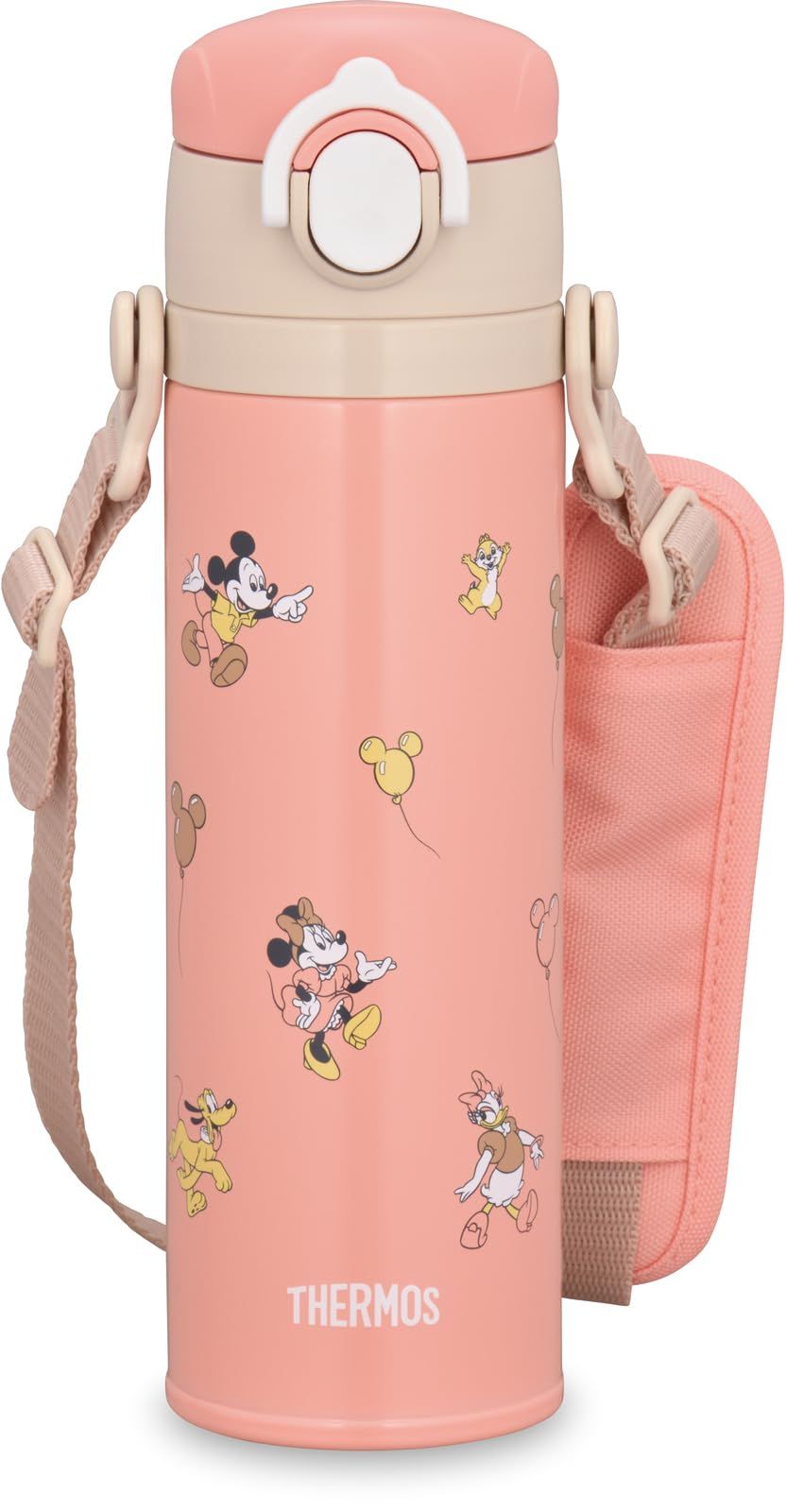 新品 サーモス 水筒 真空断熱キッズケータイマグ 500ml ミニー ポップピンク 取りはずしできるストラップ 肩に優しいショルダーパット付き 子供用 通園通学 JOI-501DS POP