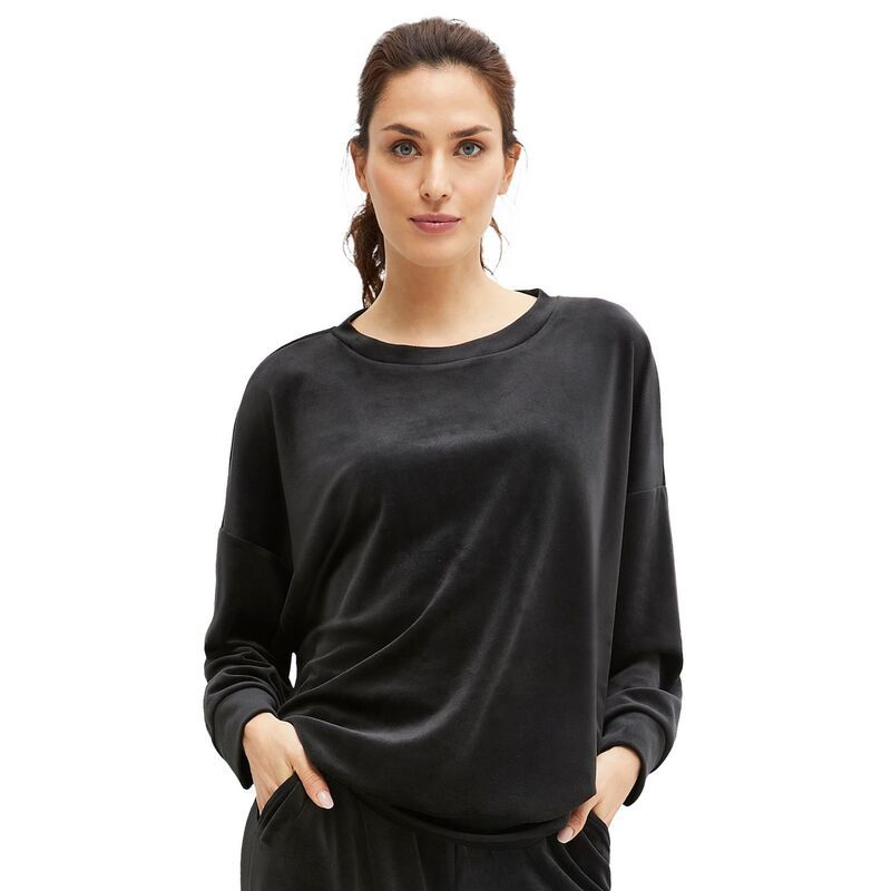 Ellos レディース アンダーウェア ナイトウェア プラスサイズ スウェット シャツ ellos Womens Plusize Boxy Velour Lounge Sweatshirt Black ブラック 7,585円