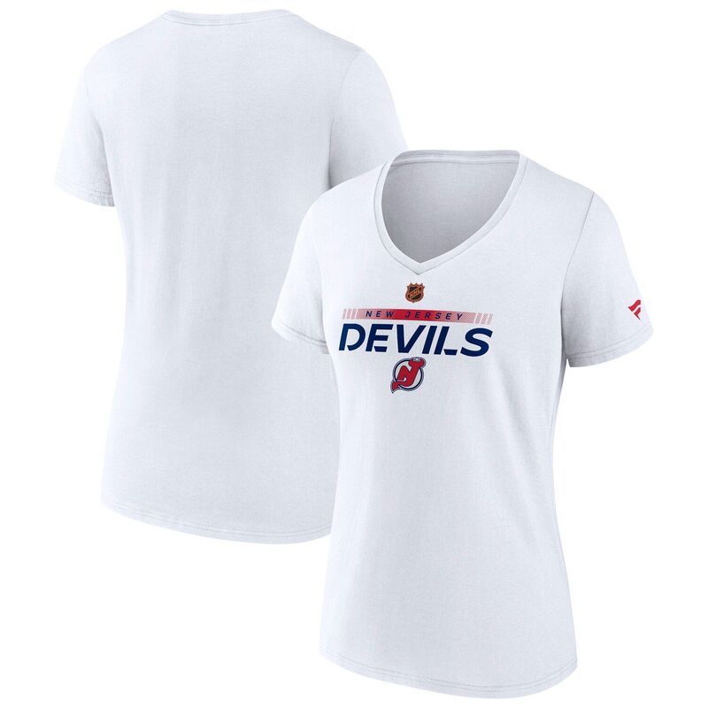 【送料無料】 ファナティクス レディース Tシャツ トップス Womens Fanatics White New Jersey Devils Special Edition VNeck TShirt Nhl White 7,860円