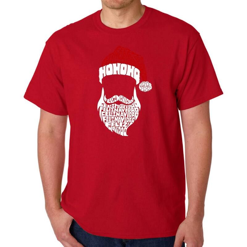 エルエーポップアート メンズ トップス Tシャツ LA Pop Art Feliz Navidad Santa Claus Mens Word Artshirt Red レッド