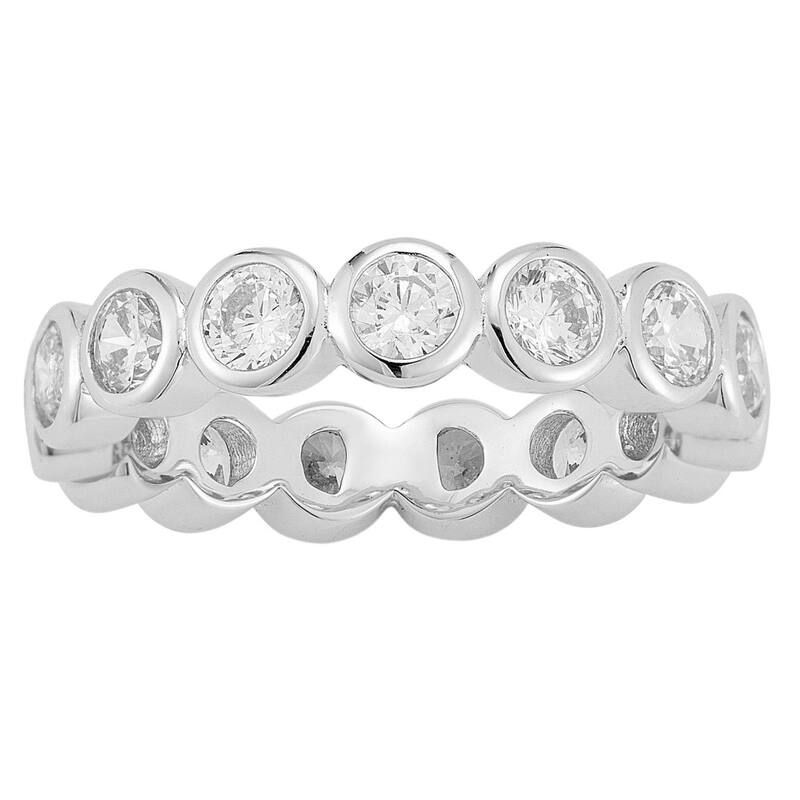 Sunkissed Sterling レディース アクセサリー リング Sunkissed Sterling 14k Gold Over Silver Bezel Set Cubic Zirconia Ring Silver Tone シルバー