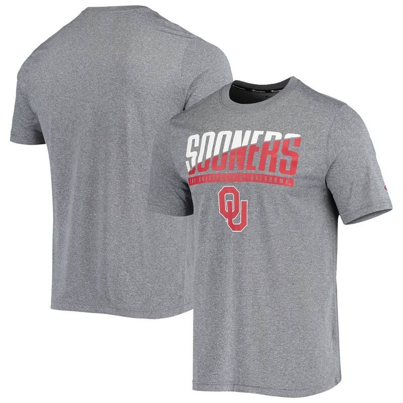 チャンピオン メンズ トップス Tシャツ Mens Champion Gray Oklahoma Sooners Wordmark Slash TShirt Okl Grey グレー