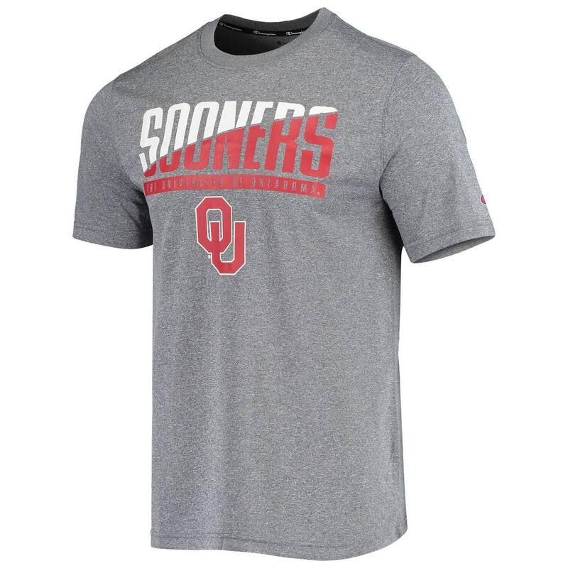 チャンピオン メンズ トップス Tシャツ Mens Champion Gray Oklahoma Sooners Wordmark Slash TShirt Okl Grey グレー