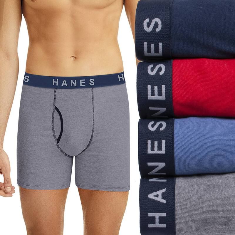 ヘインズ メンズ アンダーウェア ボクサーパンツ Mens Hanes 5Pack Ultimate Ringer Style MoistureWicking Boxer Brief Underweared Ringer レッド
