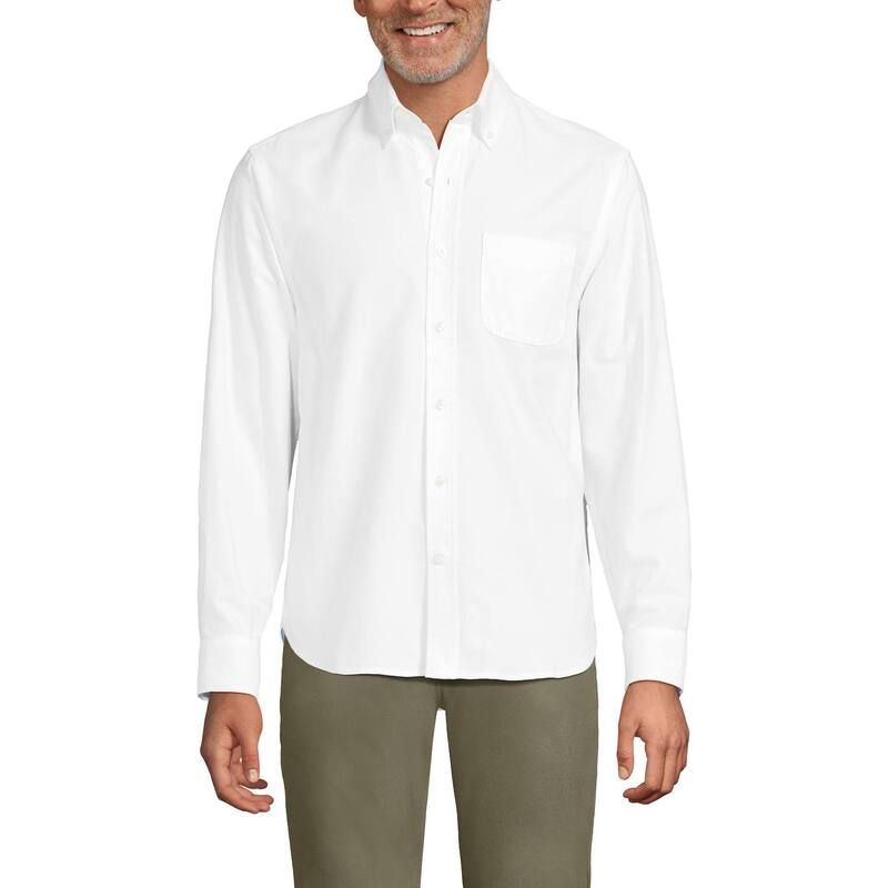 ランズエンド メンズ トップス Tシャツ オックスフォード Mens Lands End Long Sleeve Sail Rigger Oxford Shirt White ホワイト