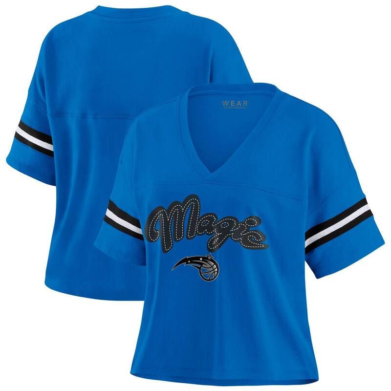 ウェア バイ エリン アンドルーズ レディース トップス Tシャツ Vネック プラスサイズ Womens WEAR by Erin Andrews Blue Orlando Magic Plusize Color Block Boxy VNeck TShirt 7,686円