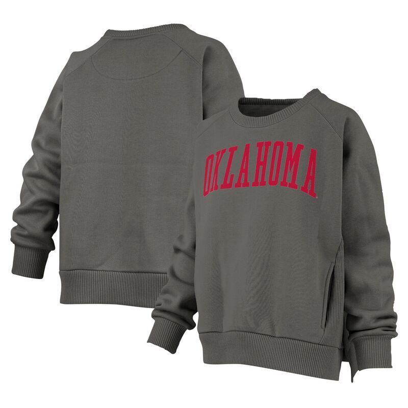 プレスボックス レディース トップス Tシャツ スウェット Womens Pressbox Charcoal Oklahoma Sooners Pocketed Raglan Pullover Sweatshirt Okl Charco チャコール