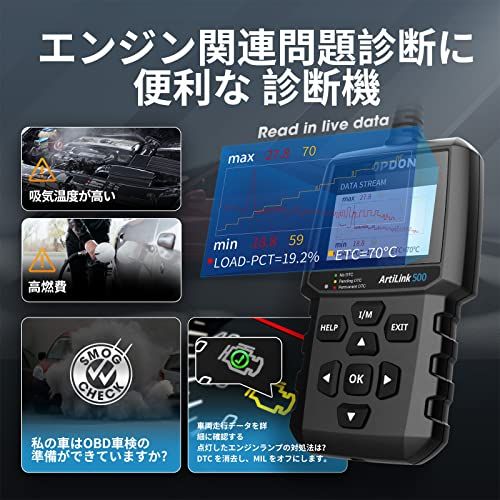 TOPDON obd2 診断機 AL500 日本語対応 obd2 故障診断機 自動車スキャンツール コードリーダー フルobd2機能 故障コードの読取/消去 チェックエンジン警告灯のオフ【jobd国産車非対応+LEDなしバージョン】so e584de19 TOPDON obd2 診断機 AL500 日本語対応 obd2 故障診断機 自動車スキャンツール コードリーダー フルobd2機能 故障コードの読取/消去 チェックエンジン警告灯のオフ【jobd国産車非対応+LEDなしバージョン】so e584de19