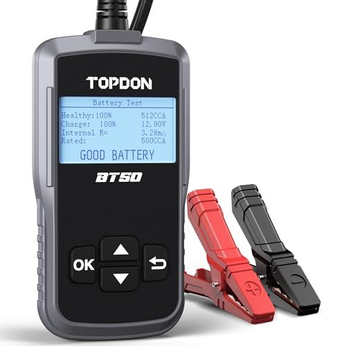 カーバッテリーテスター 12V、TOPDON BT50、自動車用 100-2000 CCA バッテリーチェッカー SOH、SOC、CCA、電圧、内部抵抗、始動電圧と時間、無負荷および負荷電圧、充電リップル値など測定可能so eb0c4d41