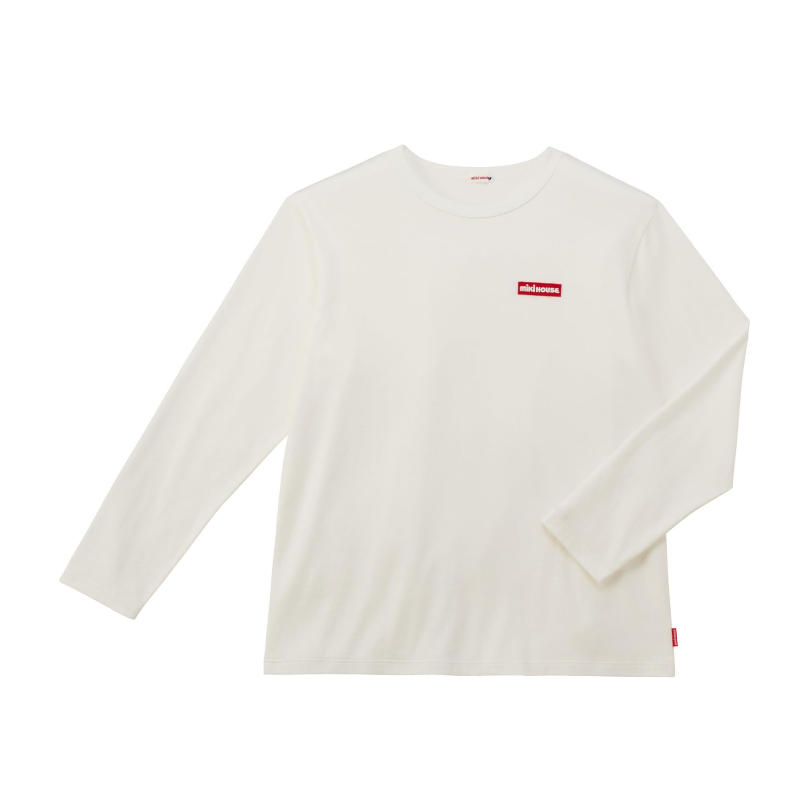 新品 [ミキハウス] WEB限定 ワッペンロゴ長袖Ｔシャツ 大人用 無地 ロゴ 男の子 女の子 親子ペア ベビー キッズ 子供服 10-5292-148 M(165-175cm) 白