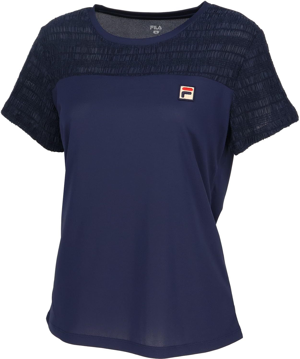 新品 FILA TENNIS(フィラ テニス) テニス 半袖シャツ ゲームシャツ 吸水速乾 UVカット加工 接触冷感 FDZEL0050 レディース フィラネイビー M