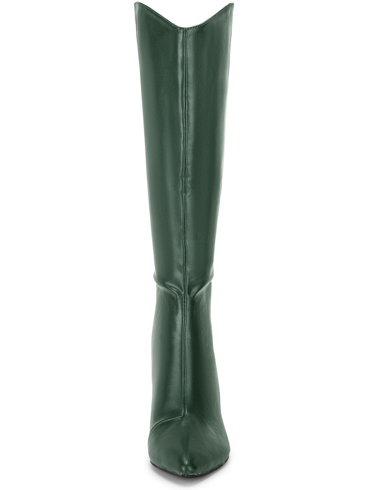 新品 [Allegra K] レディース ポインテッドトゥ スティレットヒール ニーハイブーツ コスプレ ダーク緑 25.5cm
