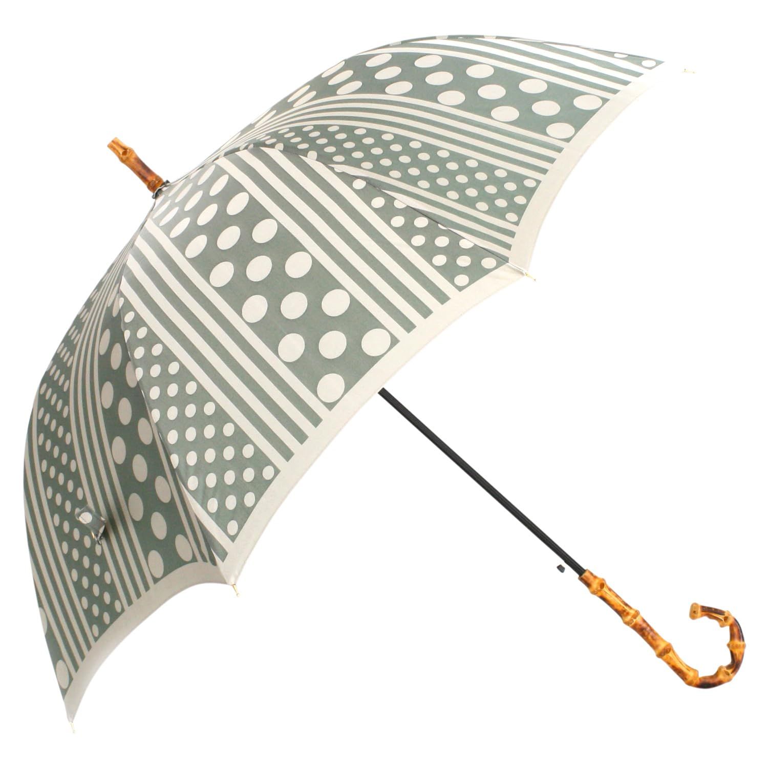 新品 槙田商店 傘 レディース 雨傘 長傘 kirie(ドットストライプ) フォレストグリーン uvカット加工 晴雨兼用 ジャンプ 日本製 03660209