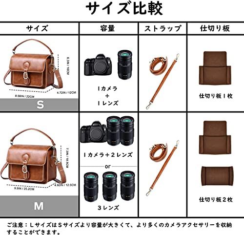 [Cwatcun] カメラバッグ おしゃれ 女子 一眼レフカメラバッグ PU素材 防水 カメラ ショルダー おしゃれ カメラ保護 クロスボディ コンパクト クロスボディ バッグ パッド付き カメラショルダーバッグ ファッション 旅行 撮影 軽 620bde50
